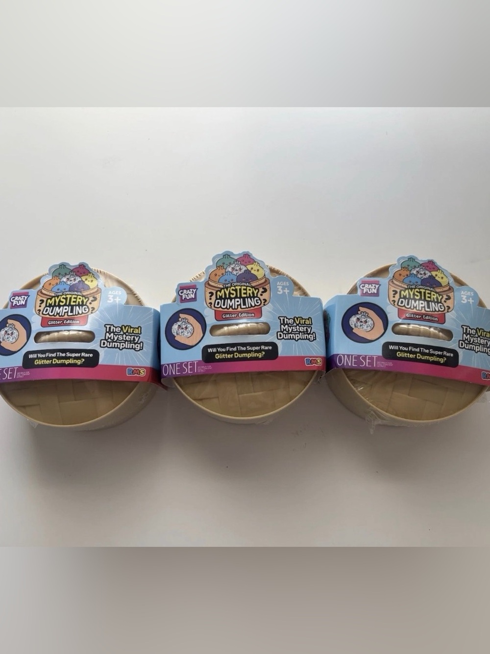 RMS Crazy Fun Mystery Dumpling Glitter Edition Squishy Bun Set lot of 3